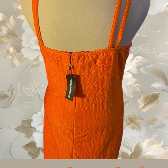 Vibrant Orange Ruched Dress.  Ruched Front Detail
#N066 - Picture 2 of 12